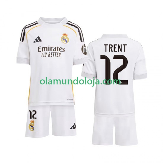 Camisola Real Madrid Trent Alexander-Arnold 12 Criança Equipamento Primeiro 2025-2026 Manga Curta